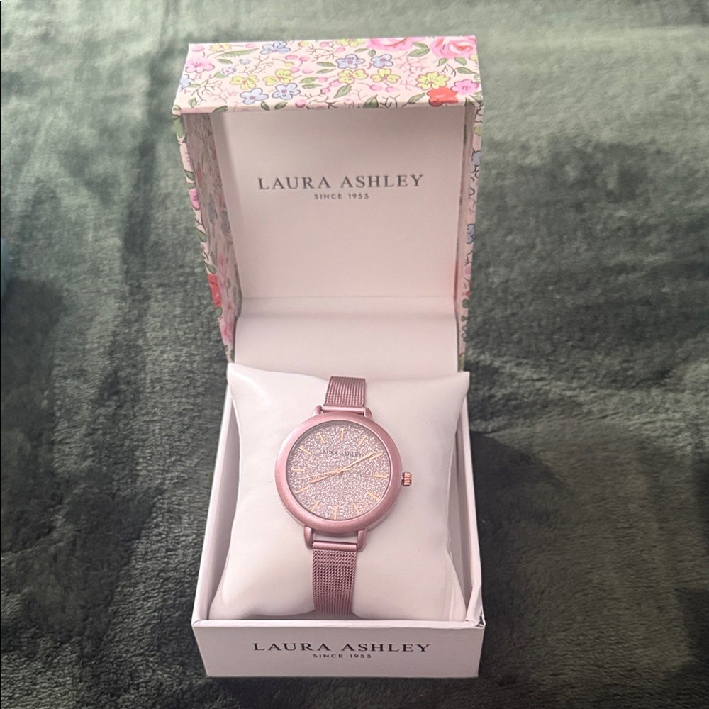 Laura Ashley Rose Glitter Watch